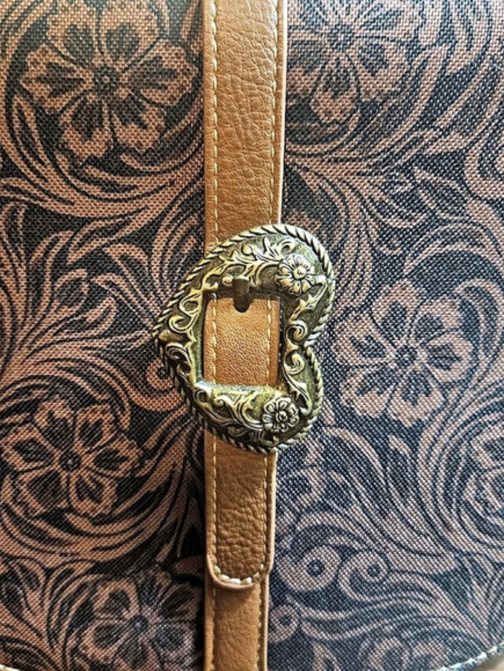 Justin Floral Crossbody Bag in Brown & Black NWT - Picture 6 of 12
